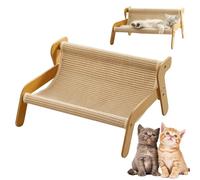 Qixfyze Sofá Rascador para Gatos, 2 en 1 Salón con Garras para Gatos de Interior, Silla Rascadora de Madera Mecedora, Cama Rascadora Elevada con Garras Pet Wavy Rocker(Linen Model)