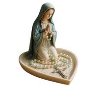 Qixfyze Virgin Mary Rosary Holder, Porta-Rosario de Jesús y María Rezando, Adornos Católicos Estatua de Nuestra Señora Las Gracias, Elegante Recuerdo Religioso para Rosario, Collar y Anillos(Mary)