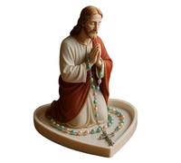 Qixfyze Virgin Mary Rosary Holder, Porta-Rosario de Jesús y María Rezando, Adornos Católicos Estatua de Nuestra Señora Las Gracias, Elegante Recuerdo Religioso para Rosario, Collar y Anillos(Jesus)