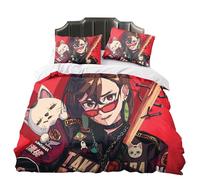 Qixiaan Ayase Momo/Okarun/Turbo Granny Anime Print Juego de sábanas de 3 piezas (2 fundas de almohada y 1 funda de edredón), fácil de limpiar, adecuada para el hogar y el dormitorio
