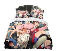 Qixiaan Ayase Momo/Okarun/Turbo Granny Anime Print Juego de sábanas de 3 piezas (2 fundas de almohada y 1 funda de edredón), fácil de limpiar, adecuada para el hogar y el dormitorio
