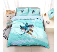 Qixiaan Ayase Momo/Okarun/Turbo Granny Anime Print Juego de sábanas de 3 piezas (2 fundas de almohada y 1 funda de edredón), fácil de limpiar, adecuada para el hogar y el dormitorio