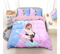 Qixiaan Ayase Momo/Okarun/Turbo Granny Anime Print Juego de sábanas de 3 piezas (2 fundas de almohada y 1 funda de edredón), fácil de limpiar, adecuada para el hogar y el dormitorio