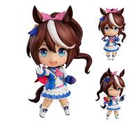Qixiaan Estatua de anime Girl Gold Ship Figura movible e intercambiable con la cara Mejiro McQueen, figura de anime Manga Merch Gifts 10CM Q Cartoon Girl Statue Model