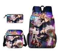 Qixiaan Nanakusa Nazuna - Juego de 3 mochilas escolares Yamori Ko, mochila kawaii para adolescentes, niñas, niños, escuela secundaria, resistente al agua, ligera, tipo 10, 30x13x40cm, Juego de mochila