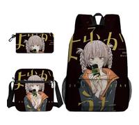 Qixiaan Nanakusa Nazuna - Juego de 3 mochilas escolares Yamori Ko, mochila kawaii para adolescentes, niñas, niños, escuela secundaria, resistente al agua, ligera, tipo 5, 30x13x40cm, Juego de mochila