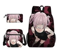 Qixiaan Nanakusa Nazuna - Juego de 3 mochilas escolares Yamori Ko, mochila kawaii para adolescentes, niñas, niños, escuela secundaria, resistente al agua, ligera, tipo 2, 30x13x40cm, Juego de mochila
