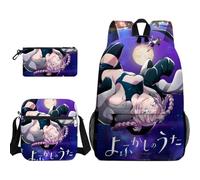 Qixiaan Nanakusa Nazuna - Juego de 3 mochilas escolares Yamori Ko, mochila kawaii para adolescentes, niñas, niños, escuela secundaria, resistente al agua, ligera, tipo 9, 30x13x40cm, Juego de mochila