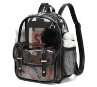 QIXIHU Mochila transparente para eventos de estadio, pequeña mochila transparente mini bolsa transparente para mujeres y niñas para conciertos, Semi negro, 12.59 x 9.44 x 4.33 inches, día festivo