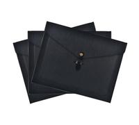 QiXin Carpeta de archivos de piel sintética negra, organizador de archivos con cierre a presión, carpeta de documentos importante con bolsillos, organizador de documentos, funda para laptop, funda