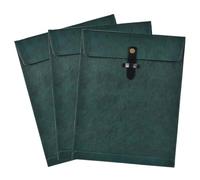 QiXin Carpeta de archivos de piel sintética verde, organizador de archivos con cierre a presión, carpeta de documentos importante, organizador de documentos, funda para laptop, carpeta de cuero A4