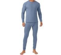 QIXING Long Johns - Conjunto de ropa interior térmica para hombre, forro polar, capa base térmica pesada para invierno, H01 Azul, L