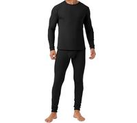 QIXING Long Johns - Conjunto de ropa interior térmica para hombre, forro polar, capa base térmica pesada para invierno, H07 Negro, M