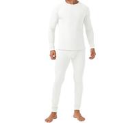 QIXING Long Johns - Conjunto de ropa interior térmica para hombre, forro polar, capa base térmica pesada para invierno, H06 Blanco, XL
