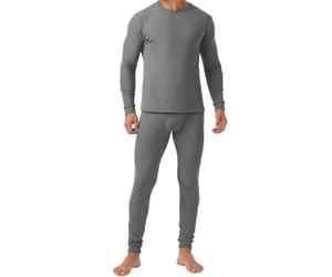QIXING Long Johns - Conjunto de ropa interior térmica para hombre, forro polar, capa base térmica pesada para invierno, H02 gris oscuro, S