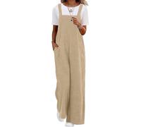 QIXING - Mono de pana para mujer con perneras anchas, mono de cordón con bolsillos, mono informal para mujer del Reino Unido, XXL