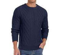 QIXING Suéteres gruesos de punto trenzado para hombre, cuello redondo, manga larga, suéteres gruesos para hombre, pescador del Reino Unido, texturizado, suave, suéter casual, M