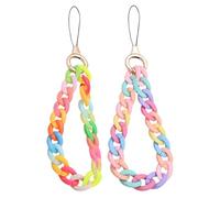 QIXNBL 2 Piezas De Cadena De Teléfono Móvil De Color, Cadena De Acrílico Antipérdida para Teléfono Móvil, Cadena De Llavero De Bricolaje, Cole De Decoración De Bolsos.