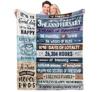 qixnzagr Manta de cuero para aniversario de 3 años para él y ella, regalo para pareja, novio, el mejor regalo de aniversario de matrimonio para esposa, marido, manta personalizada de 60 x 50 pulgadas