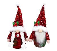 Qixuer 2 Piezas Muñeca de Santa Gnomos, Gnomos Navideños Rojos, Muñecos de Santa de Felpa, Christmas GNOME Figures, Swedish GNOME Goblin, Christmas Decoration GNOME, Sequin GNOME Figures Christmas