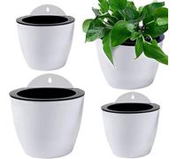 Qixuer 4 Piezas Automática Absorción de Agua para Pared Macetas,Macetas de Plástico para Colgar para Hogar Oficina Flor Balcón Cerca Adornos de Jardín (2 Tamaños)