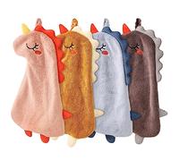Qixuer 4 Piezas Toallas de Mano de Animales Lindos, Pequeña Toalla de Dinosaurio, Absorbentes para Colgar y Secar a Mano, Bonito Paño de Cocina para Baño, Toalla de Secado Rápido para Niños y Adultos