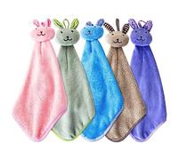 Qixuer 5 Piezas Toallas de Mano de Animales Lindos, Pequeña Toalla de Dinosaurio, Absorbentes para Colgar y Secar a Mano, Bonito Paño de Cocina para Baño, Toalla de Secado Rápido para Niños y Adultos