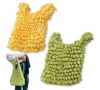 Qixuer Bolsa de la Compra Plegable, 2 Piezas Bolsa de Compras Elástica, Reutilizable Shopping Bag para Compras, Viajes y la Vida Cotidiana(Verde + Amarillo)