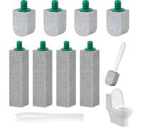 Qixuer Cepillo Inodoro Piedra Pómez, 8 Piedras 2 Tamaños+1 Mango, Gris Colgante, Bimsstein, Limpieza Fuerte