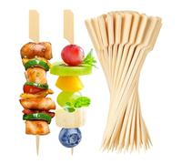 Qixuer Pinchos de Bambú, 200 Unidades 15cm con Mango - Pinchos de Madera Natural, Pinchos para Comida Finger, Pinchos para Asar, Pinchos para Shish Kebab