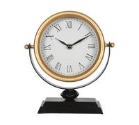 QIYAODECO Reloj de escritorio clásico vintage y decoración de estante decorativo, reloj silencioso sin tictac con marco de metal envejecido para oficina, sala de estar o dormitorio