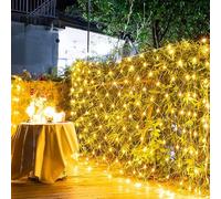 Qiydia Luces Led de Red para Exteriores, Impermeables, 8 Modos de Iluminación, Guirnalda de Luces Decorativas para árboles De Navidad, Arbustos, Bodas, Jardines, Exteriores(10m x 8m 2600led, Warm)