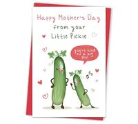 Qiyepbro Tarjeta divertida para el día de la madre, tarjetas humorísticas para el día de la madre, regalos para mamá, feliz día de la madre de tu pequeño pepinillo