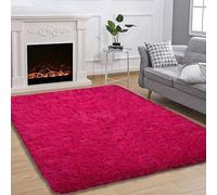 QIYFOZ Alfombra mullida súper Suave de 300 x 460 cm, Alfombra de Pelo Grueso Que no Suelta Pelusa para Dormitorio, Sala de Estar y habitación de niños, Color Rosa y Rojo