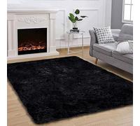 QIYFOZ Alfombra Suave y esponjosa de 71 x 102 Pulgadas, Moderna, Que no Suelta Pelusa, para Dormitorio, salón, habitación de niños, Color Negro