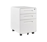 QIYFOZ Archivador móvil de Metal con 3 cajones, Cerradura y Llave, diseño Vertical, protección antivuelco, Ruedas giratorias para Almacenamiento en casa y Oficina, solución naci