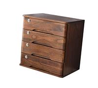 QIYFOZ Caja de Almacenamiento de Escritorio con cajones, Caja de Madera con Cerradura, archivadores de Escritorio, Organizador de Recibos A4, archivador Plano, marrón-2