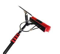 QIYFOZ Cepillo telescópico con alimentación de Agua y pértiga Extensible multiángulo - Kit de Manguera de 10,8 m (35,4 pies) para Limpieza de Paneles solares y Ventanas - Eficie