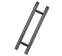 QIYFOZ Manillas de Puerta de Doble Barra de Empuje, Tiradores Redondos para Puertas de Entrada Interiores y Exteriores, Tiradores de Cristal Cepillado con Tornillos de Montaje (
