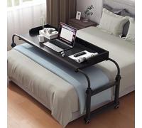 QIYFOZ Mesa Auxiliar Ajustable, Mesa de Hospital, mesas de Cama Dobles, mesas de Cama, Mesa de Cama para computadora portátil, Escritorio Ajustable con Ruedas, estación de traba