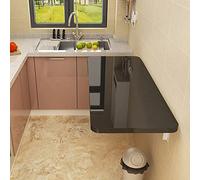 QIYFOZ Mesa Plegable de Pared para Cocina y Comedor, Escritorio Flotante Resistente para Espacios pequeños, Mesa de lavandería con Capacidad de Carga de 70 kg, Color Negro, Tama