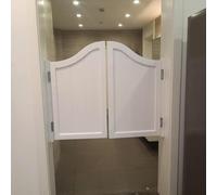 QIYFOZ Puerta batiente de cafetería, Estilo Occidental, para baño, Pasillo, Puerta de salón de Madera para Interior, Puerta batiente Blanca de Media Cintura (140 cm de Ancho x 90 cm de Alto).