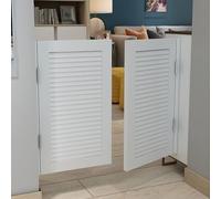 QIYFOZ Puerta batiente de Madera Maciza para Interior de cafetería, Puerta divisoria de Entrada, Puertas batientes de Madera Maciza con Cierre automático para Cocina (Blanco, 150 cm de Ancho x 90