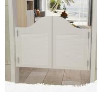 QIYFOZ Puertas batientes de Madera para cafetería, de 70 a 150 cm de Ancho, para salón Interior, Doble Puerta con 4 bisagras metálicas, para balcón, Cocina y escaleras (Blanco, 70 cm de Ancho).