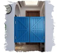 QIYFOZ Puertas batientes de salón, Puerta divisoria Interior de Madera Maciza, Puertas de Media Altura para cafeterías de 71,1 x 81,2 x 122,8 cm de Ancho, Puertas de Entrada a Porche y Cocina (azu