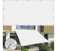 QIYFOZ Toldo Vela Rectangular de 2,1 x 3,7 m, 98% de protección UV, Impermeable, con Junta tórica y cordón, para jardín, Patio, balcón, Exterior, Color Blanco.