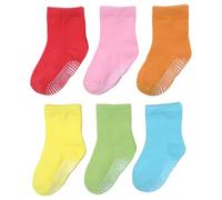 QIYIENDIAN 6 pares de calcetines antideslizantes y cálidos con puños para bebés, niños y niñas（1-3 jaar1 - multicolor B）