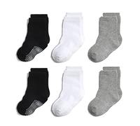 QIYIENDIAN 6 pares de calcetines antideslizantes y cálidos con puños para bebés, niños y niñas（1-3 jaar2 - B blanco&negro&gris）