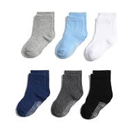 QIYIENDIAN 6 pares de calcetines antideslizantes y cálidos con puños para bebés, niños y niñas（3-5 jaar2 - A hexacolor）