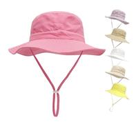 QIYIENDIAN Sombrero de Playa de ala Ancha para bebés y niños UPF 50+(Pink,2-6 Years)
